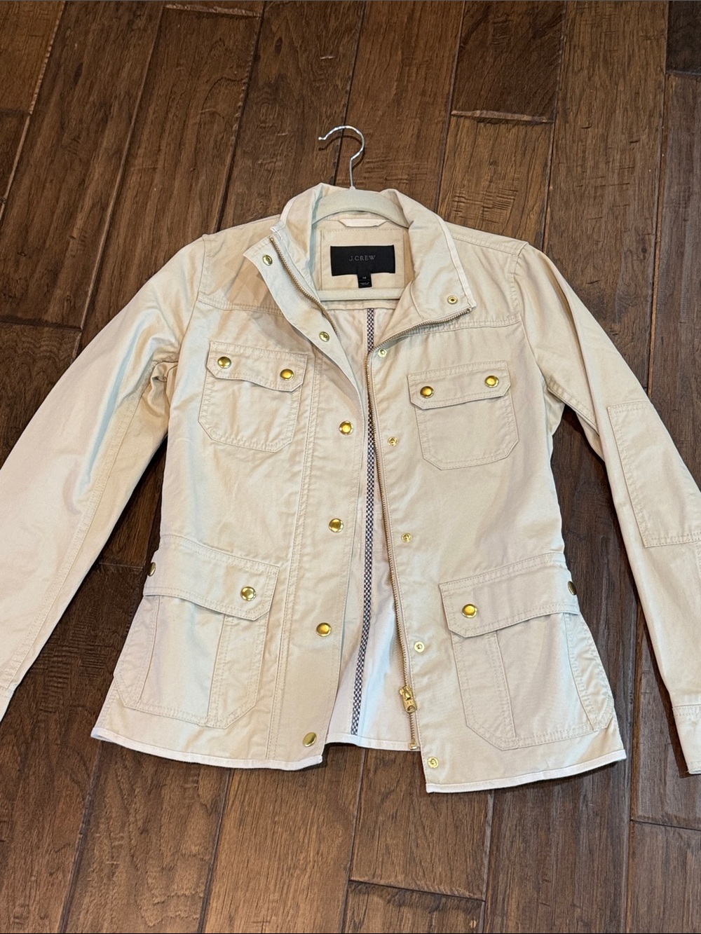 J. Crew Light Waxed Jacket with Gold Hardware